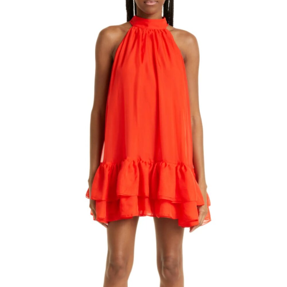 NWT Alice + Olivia Erna Ruffle Hem Minidress